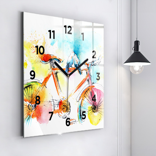 Štvorcové hodiny Maľovaný bicykel