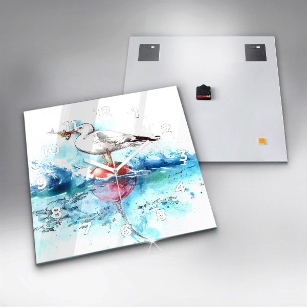 Štvorcové hodiny Maľovaná čajka