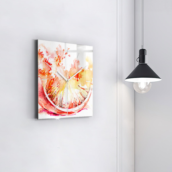 Štvorcové hodiny Maľované oranžovou farbou