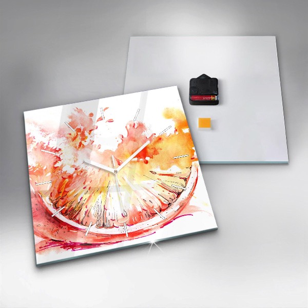 Štvorcové hodiny Maľované oranžovou farbou