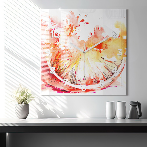 Štvorcové hodiny Maľované oranžovou farbou