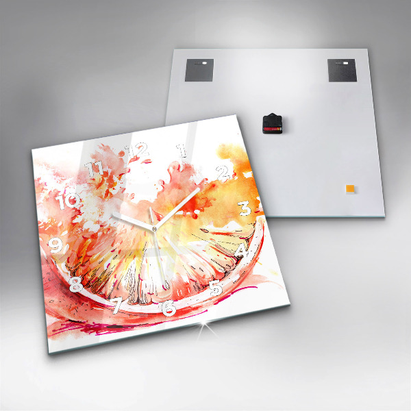 Štvorcové hodiny Maľované oranžovou farbou