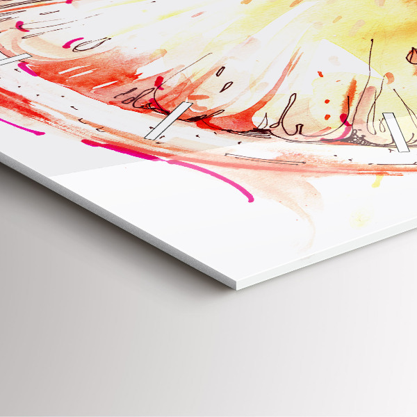 Štvorcové hodiny Maľované oranžovou farbou