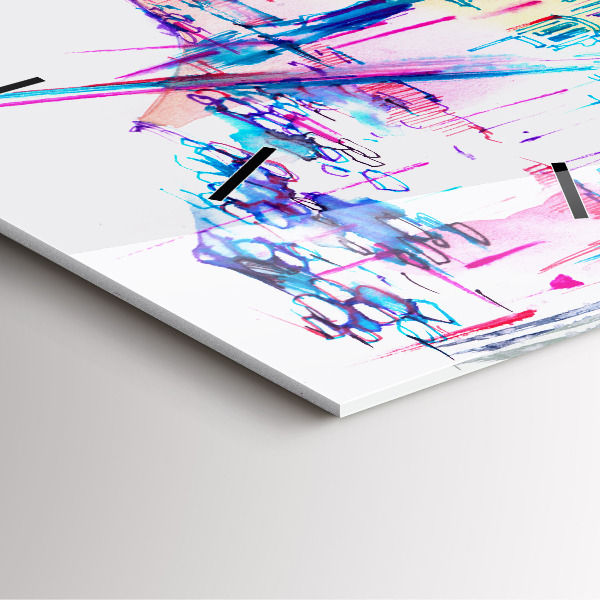 Štvorcové hodiny Dáždnik a mesto