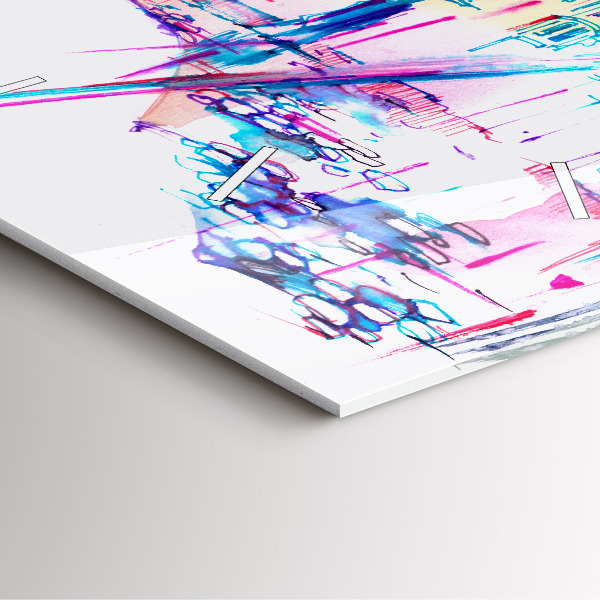 Štvorcové hodiny Dáždnik a mesto