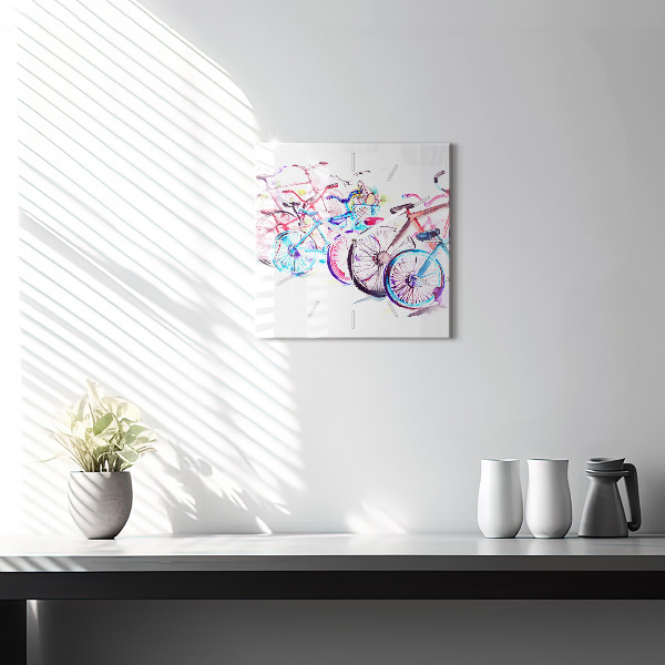 Štvorcové hodiny Farebné mestské bicykle
