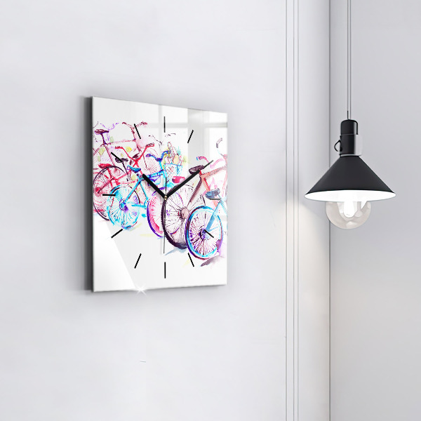 Štvorcové hodiny Farebné mestské bicykle