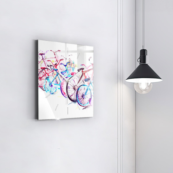 Štvorcové hodiny Farebné mestské bicykle