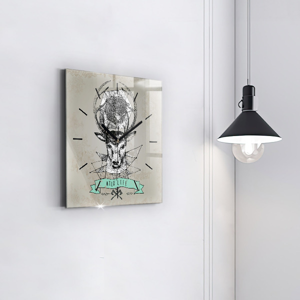 Štvorcové hodiny Hlava jeleňa