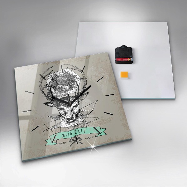 Štvorcové hodiny Hlava jeleňa