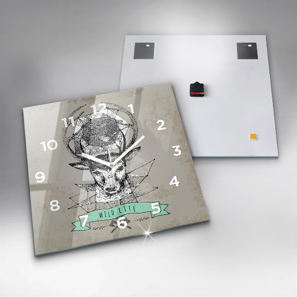 Štvorcové hodiny Hlava jeleňa