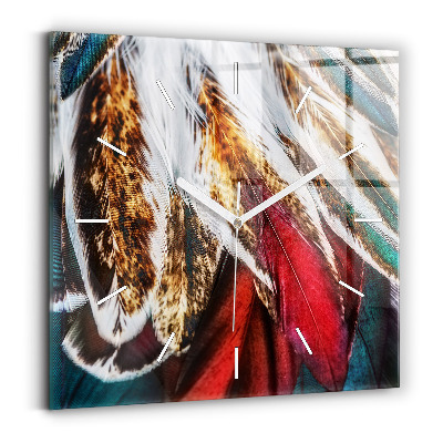 Štvorcové hodiny Svetlohnedé vtáčie perie