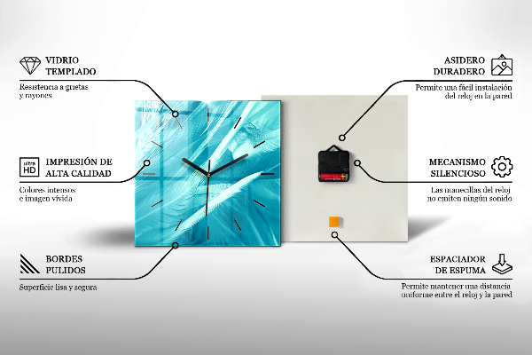 Štvorcové hodiny Svetlohnedé vtáčie perie