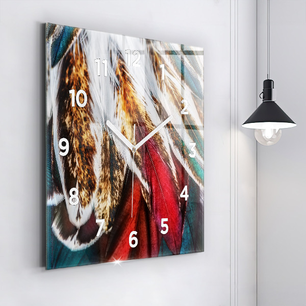 Štvorcové hodiny Svetlohnedé vtáčie perie