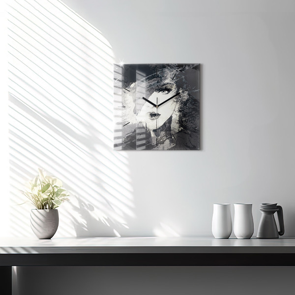 Štvorcové hodiny Žena – akvarely