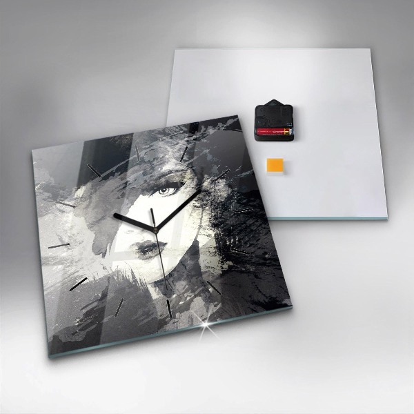 Štvorcové hodiny Žena – akvarely