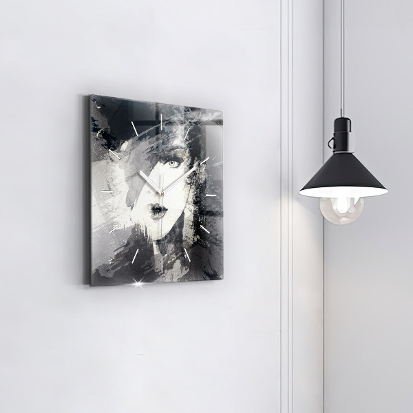 Štvorcové hodiny Žena – akvarely