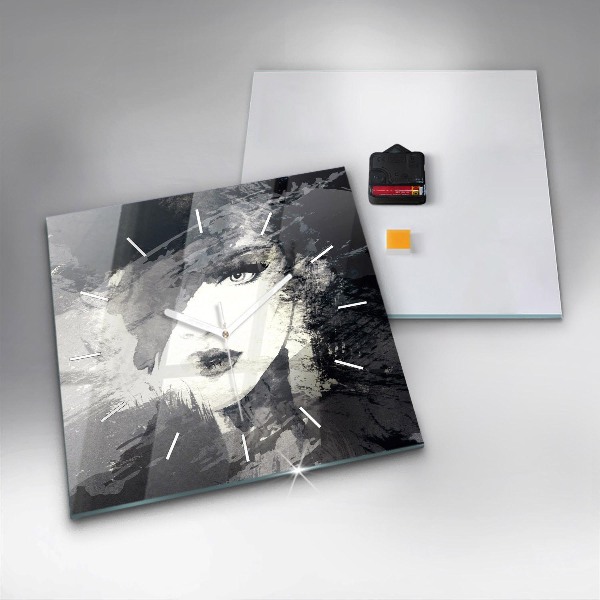 Štvorcové hodiny Žena – akvarely