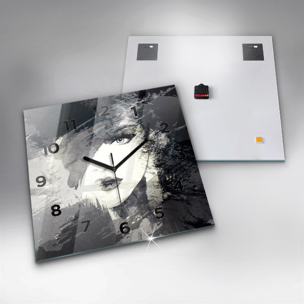 Štvorcové hodiny Žena – akvarely