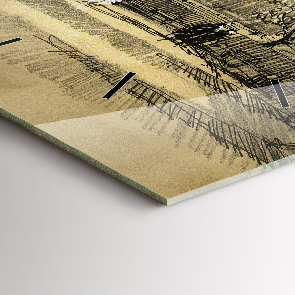 Štvorcové hodiny Park a stromy v sépiovej farbe