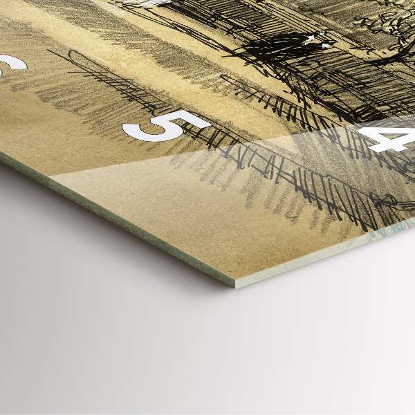 Štvorcové hodiny Park a stromy v sépiovej farbe