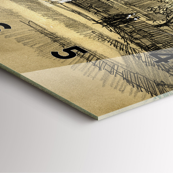 Štvorcové hodiny Park a stromy v sépiovej farbe