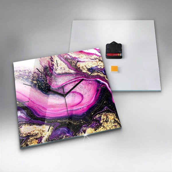 Štvorcové hodiny Mramorová abstrakcia