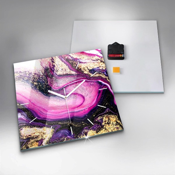 Štvorcové hodiny Mramorová abstrakcia