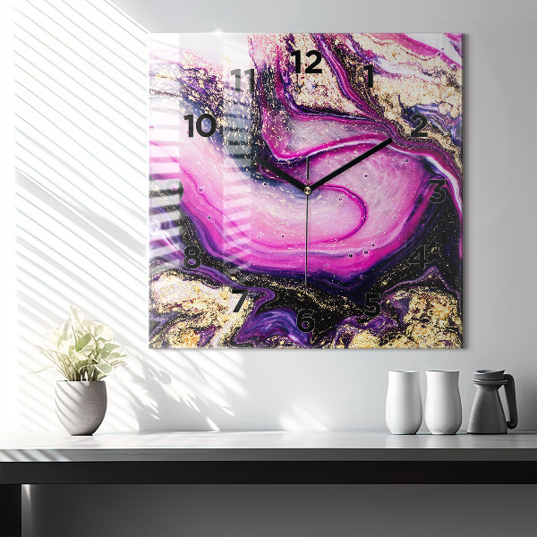 Štvorcové hodiny Mramorová abstrakcia