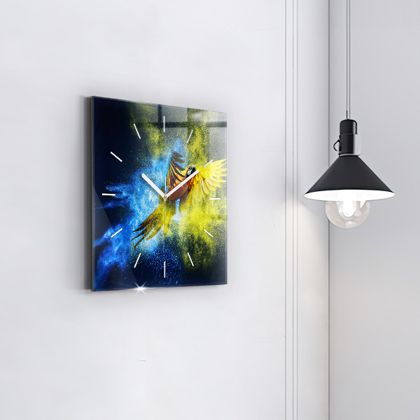 Štvorcové hodiny Farebný papagáj