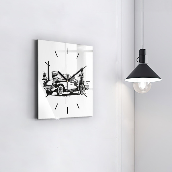 Štvorcové hodiny Retro ilustrácie