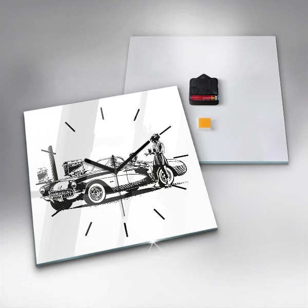 Štvorcové hodiny Retro ilustrácie