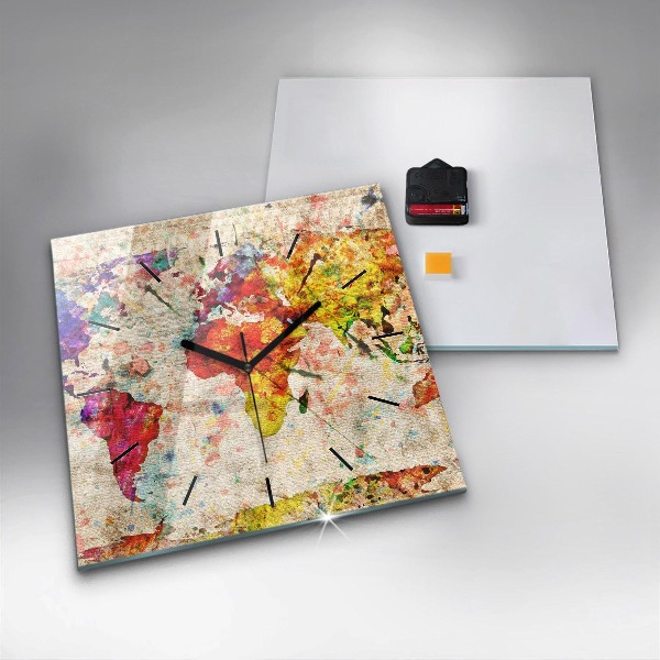 Štvorcové hodiny Farebná mapa sveta