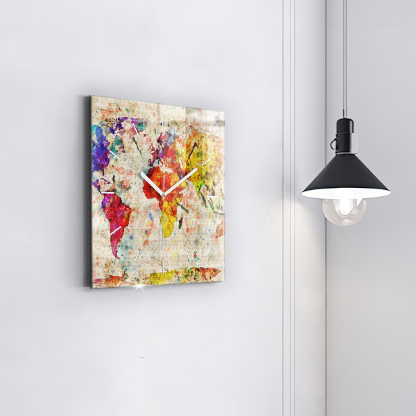 Štvorcové hodiny Farebná mapa sveta