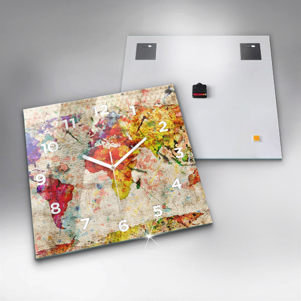 Štvorcové hodiny Farebná mapa sveta