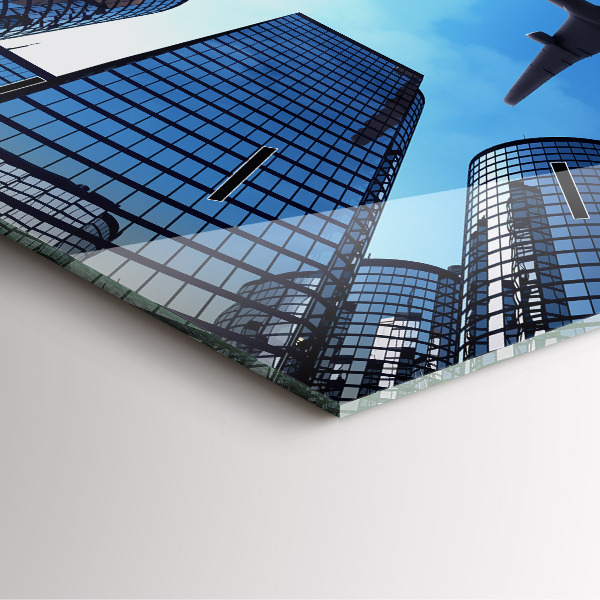 Štvorcové hodiny Lietadlo nad budovami