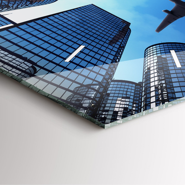 Štvorcové hodiny Lietadlo nad budovami