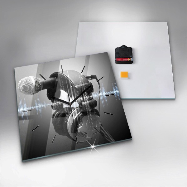Štvorcové hodiny Mikrofón a slúchadlá