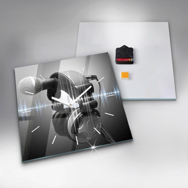 Štvorcové hodiny Mikrofón a slúchadlá