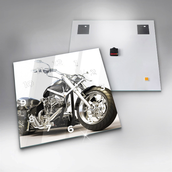 Štvorcové hodiny Čierna motorka