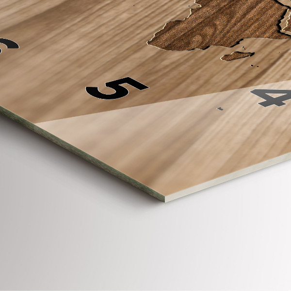 Štvorcové hodiny Mapa sveta na dreve