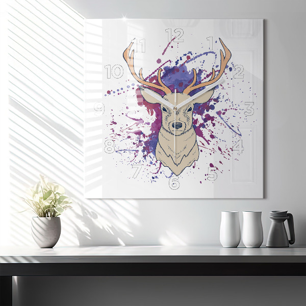 Štvorcové hodiny Jeleň vektorové ilustrácie