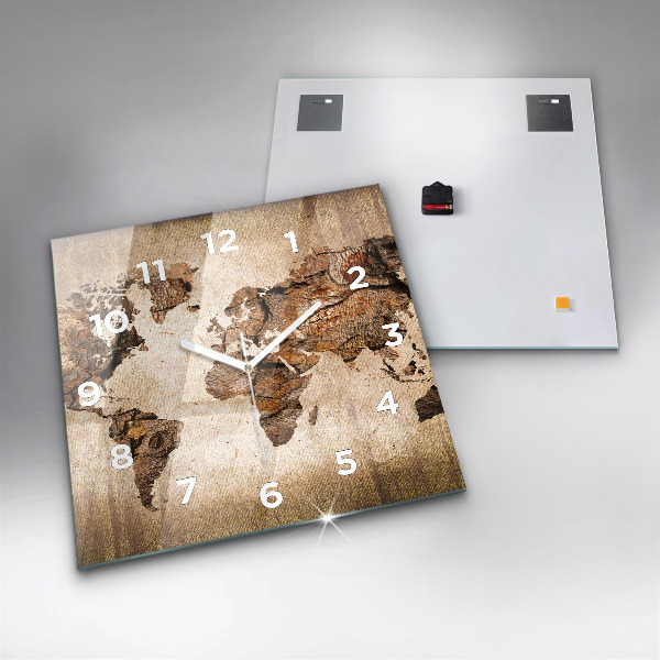 Štvorcové hodiny Vintage mapa sveta