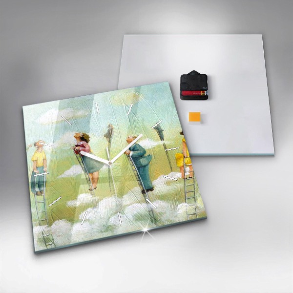 Štvorcové hodiny Ľudia na rebríku