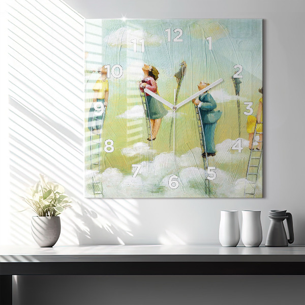 Štvorcové hodiny Ľudia na rebríku