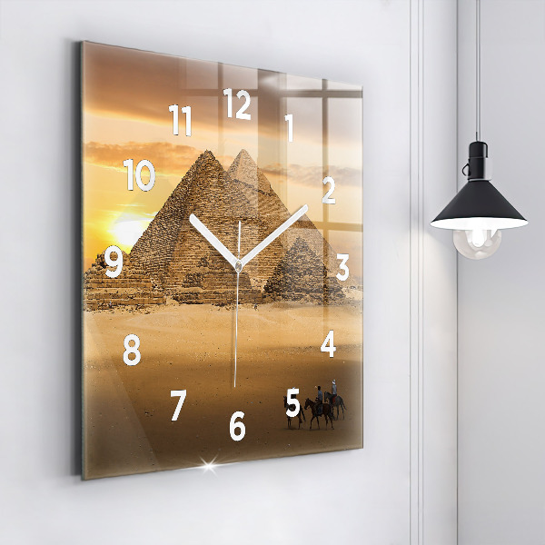 Štvorcové hodiny Pyramídy a západ slnka