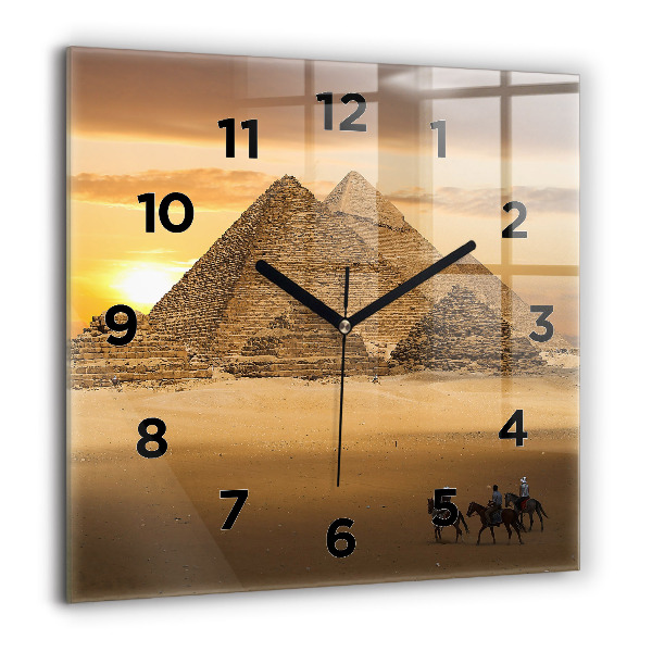 Štvorcové hodiny Pyramídy a západ slnka