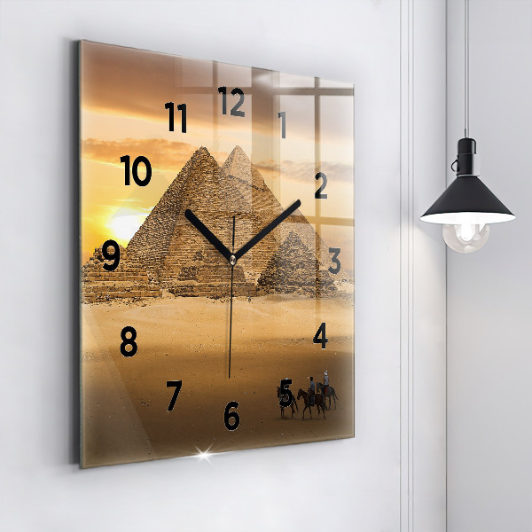 Štvorcové hodiny Pyramídy a západ slnka