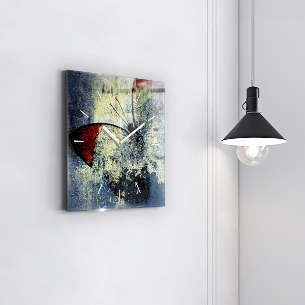 Štvorcové hodiny Motýľový vintage štýl