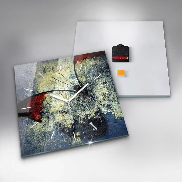 Štvorcové hodiny Motýľový vintage štýl